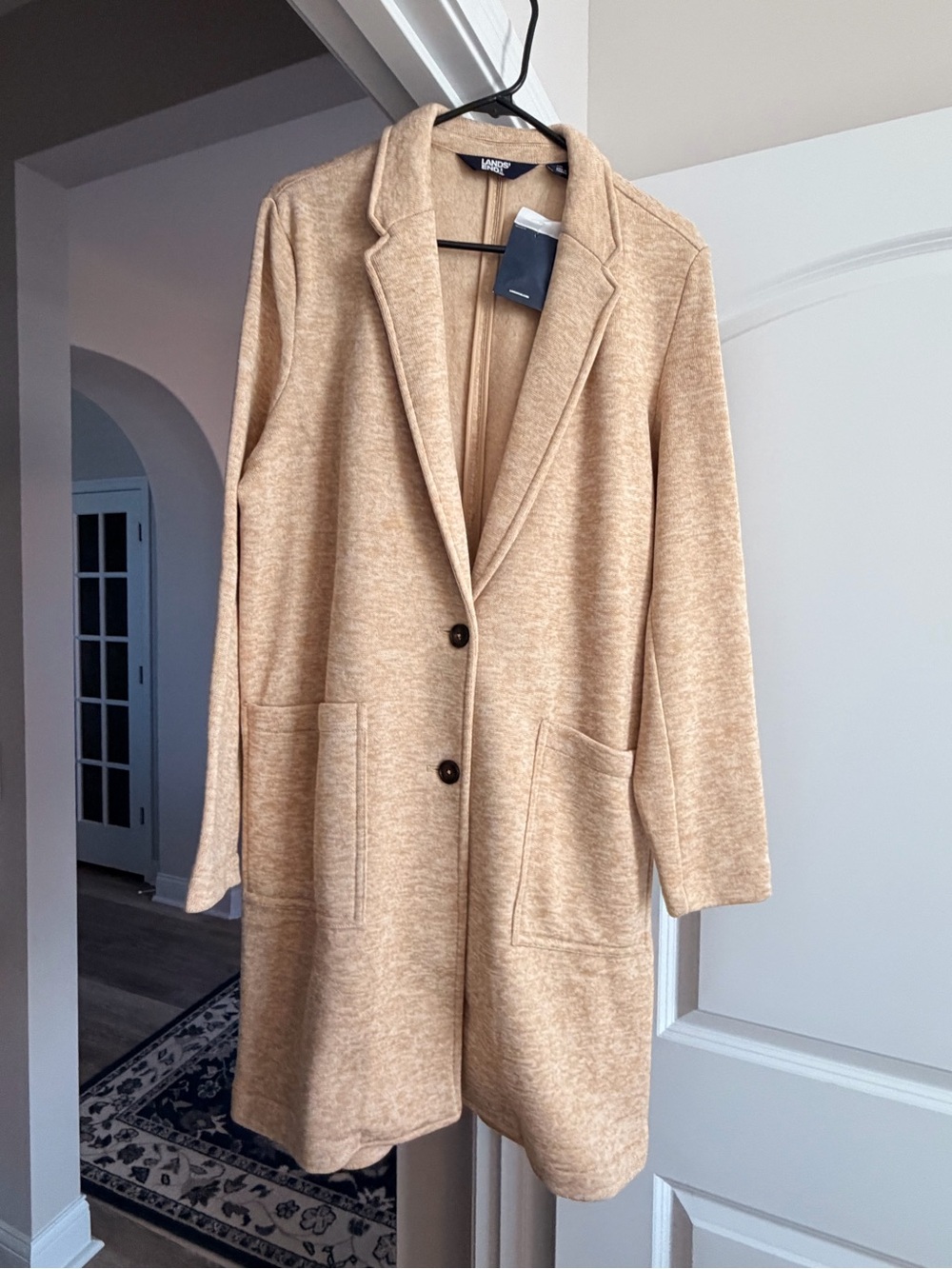 Lands' End Camel Knit Pea Coat